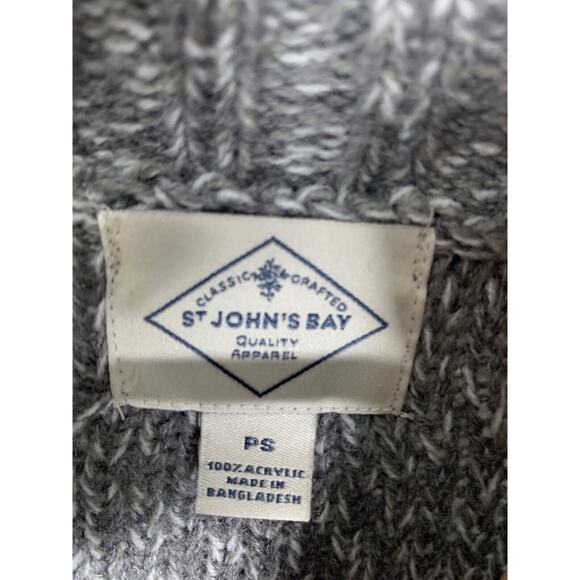 St Johns Bay womens Cable Knit Button-Up Cardigan size PS Grey Acrylic - Picture 6 of 7